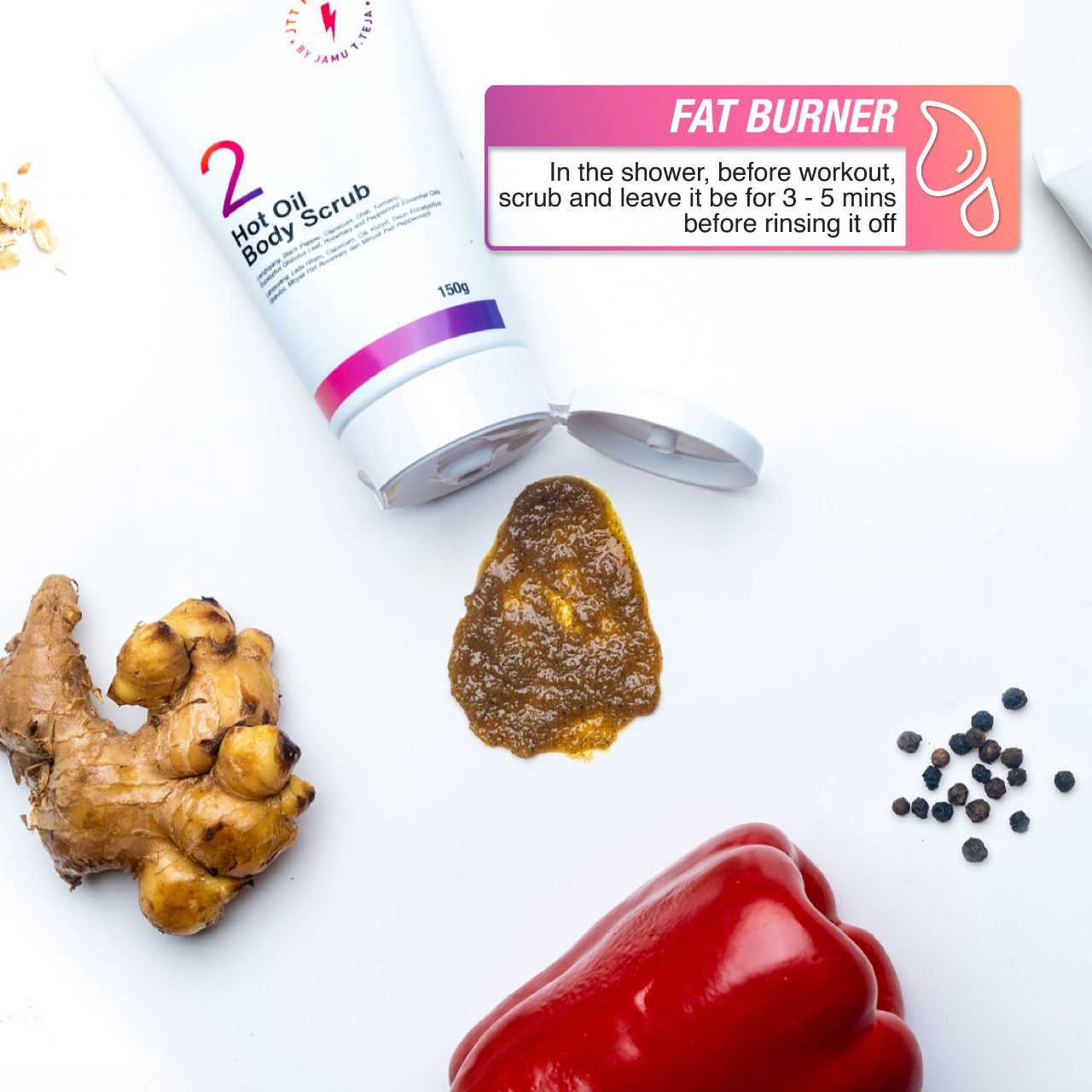 JTT Fitness No. 2 – Your Ultimate Pre-Fat Burning Body Scrub (HOBS), 150g_2