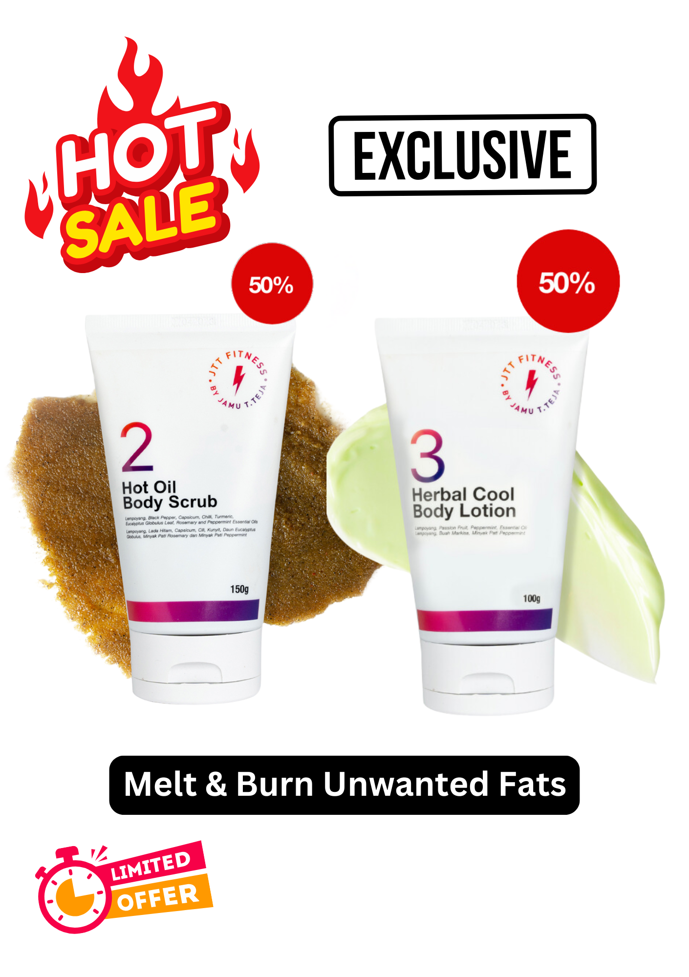 JTT Fitness No. 2 – Your Ultimate Pre-Fat Burning Body Scrub (HOBS), 150g_5