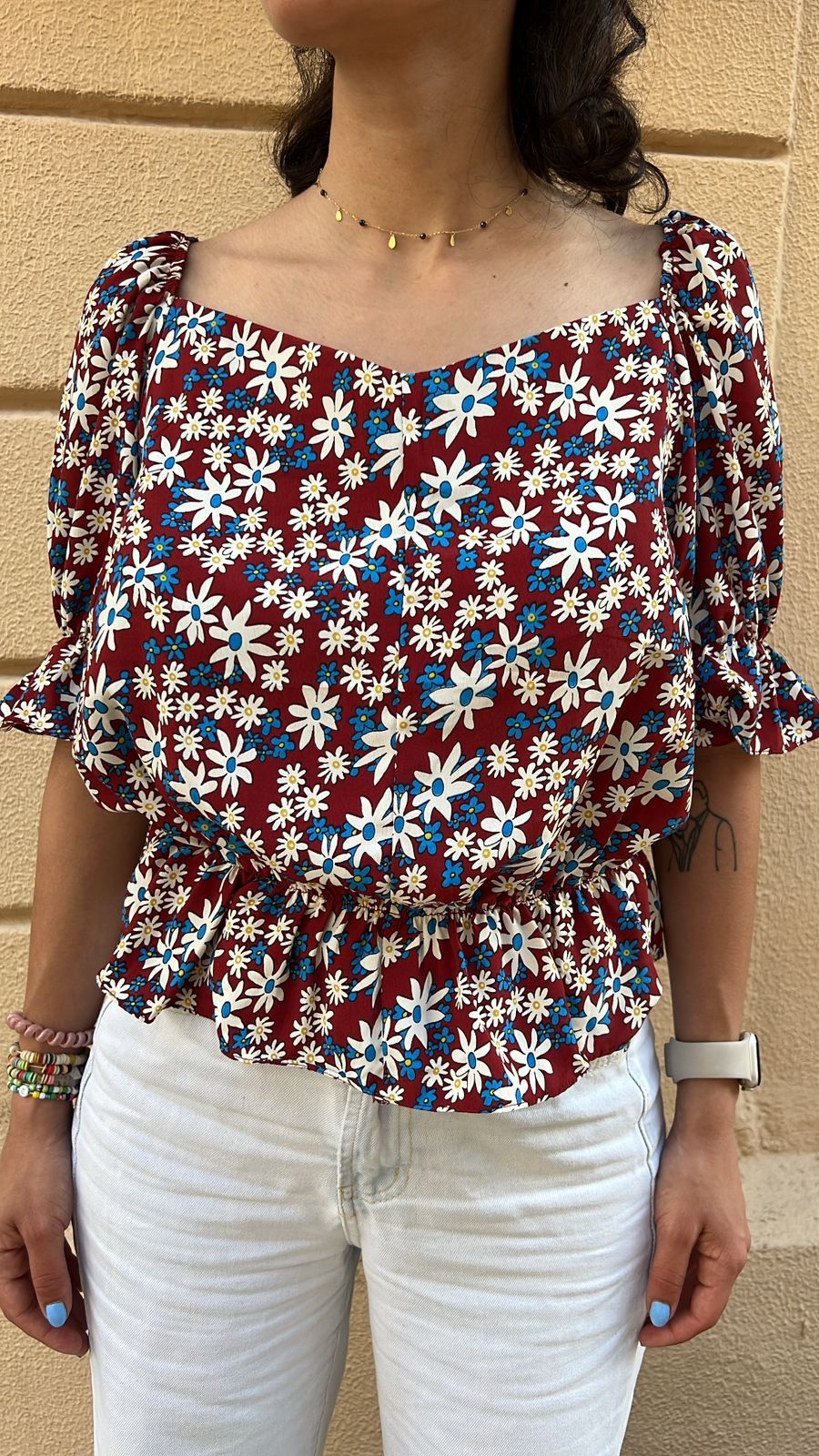 Boho Floral Top with Bell Sleeves_0