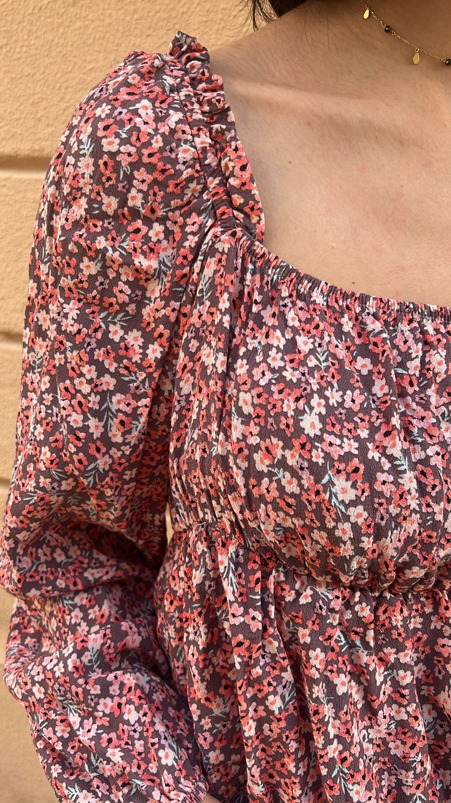 Floral Long Sleeve Blouse - On/Off Shoulder Top_2