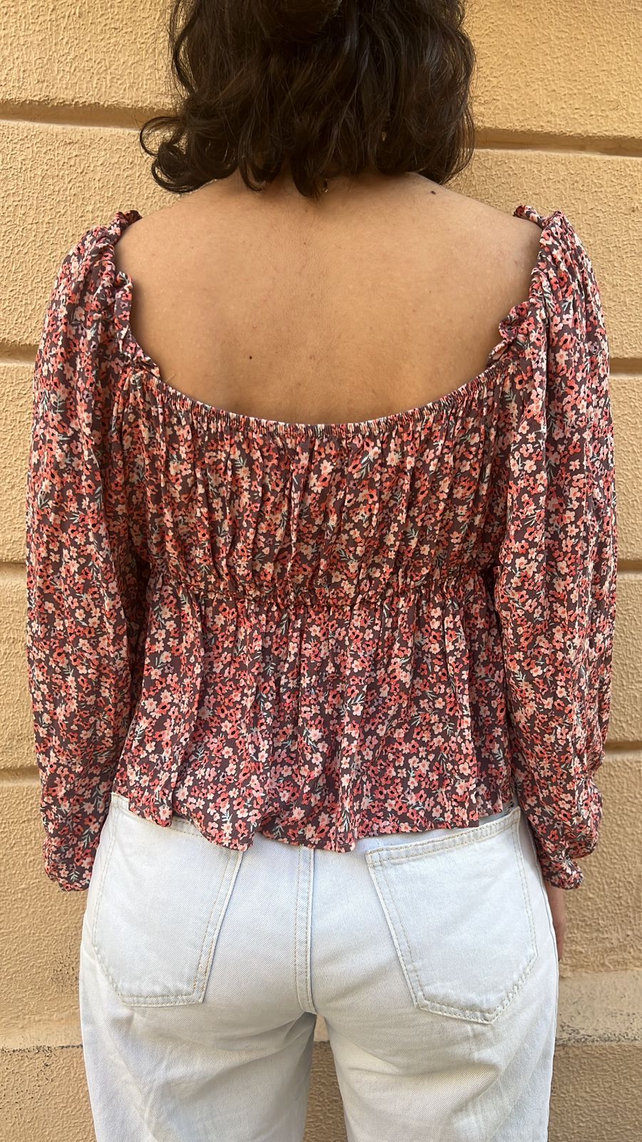 Floral Long Sleeve Blouse - On/Off Shoulder Top_3