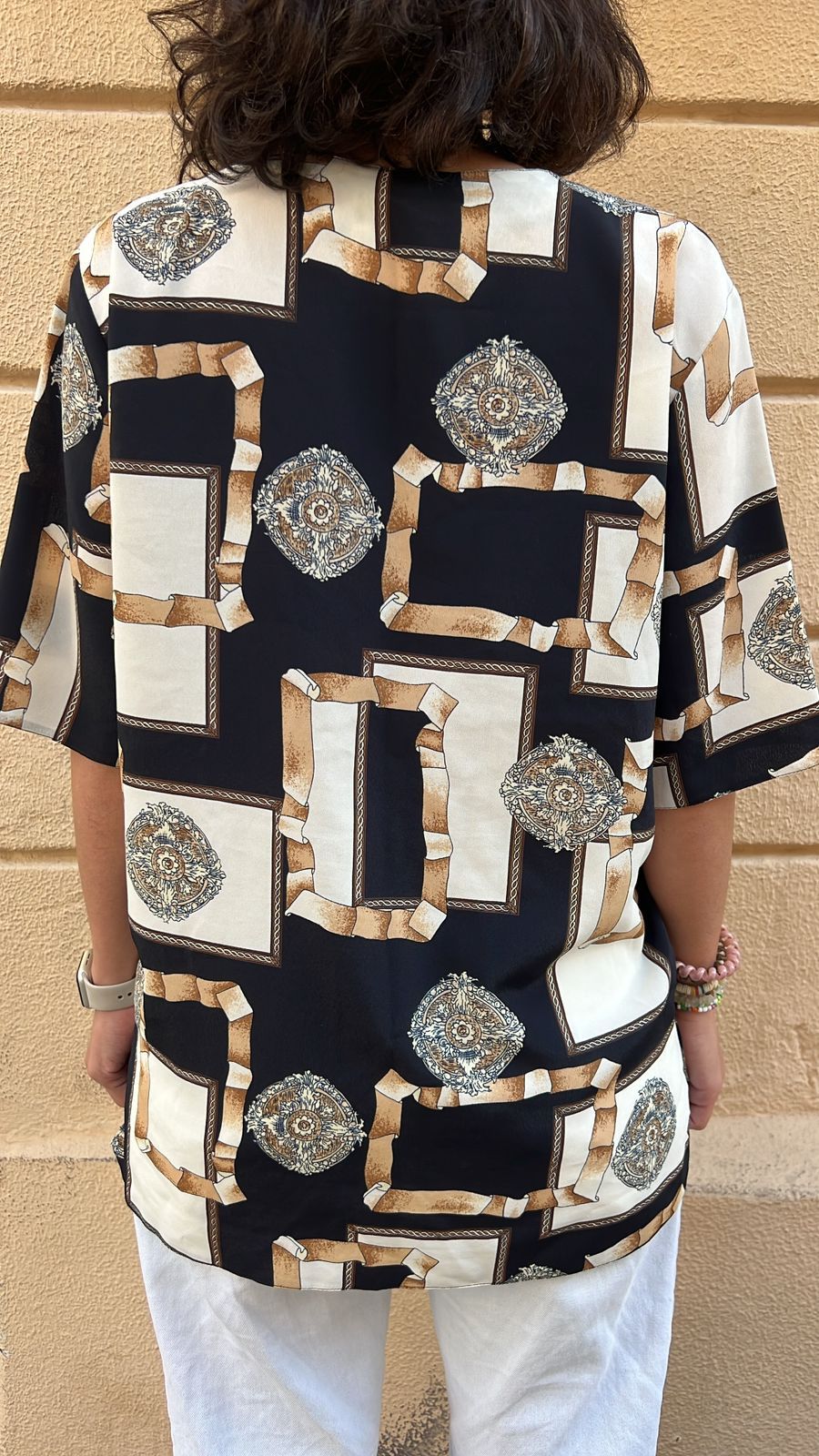 Vintage Baroque Print Short Sleeve Button-Up Shirt_2