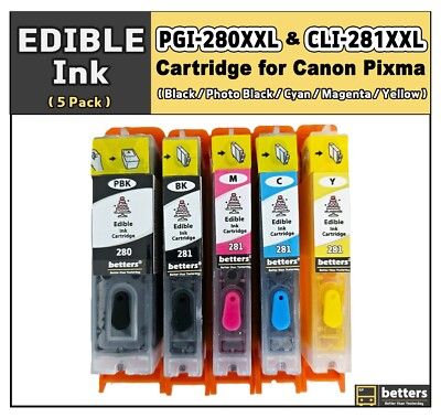 5 PACK PREMIUM QUALITY CANON EDIBLE INK CARTRIDGE SET (TS702)_0