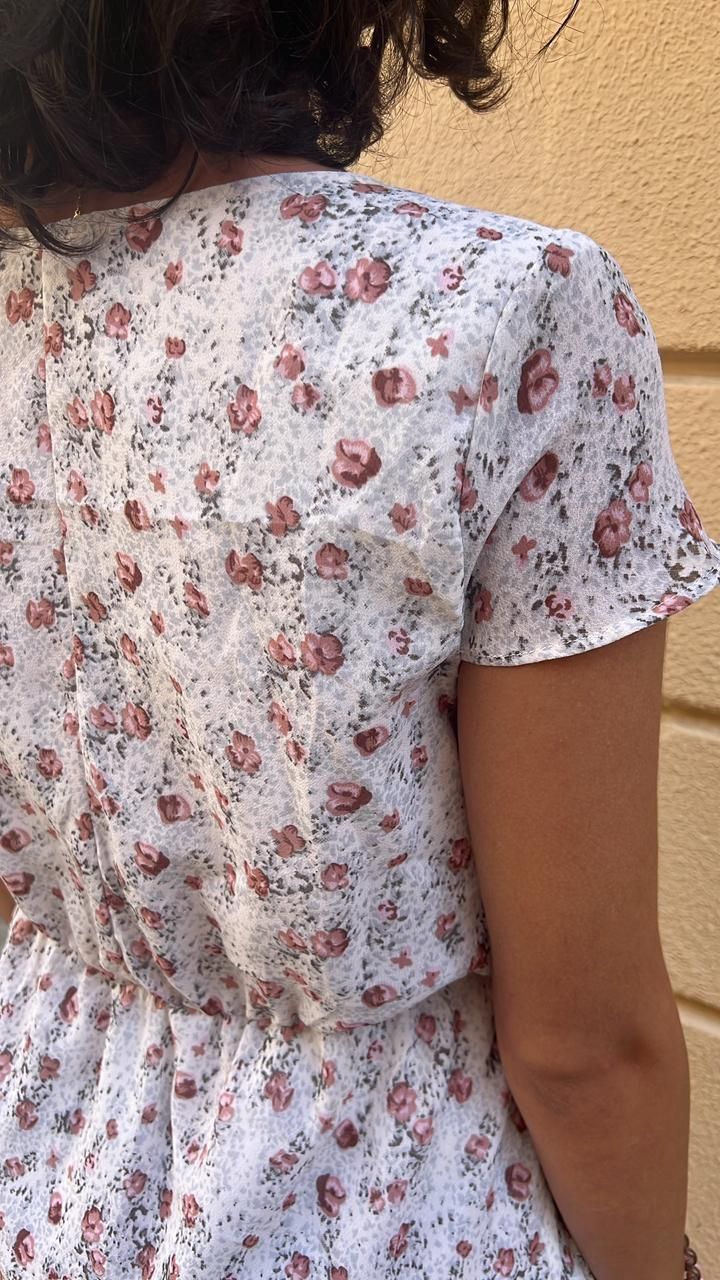 Floral Print Smocked Waist Mini Dress_3