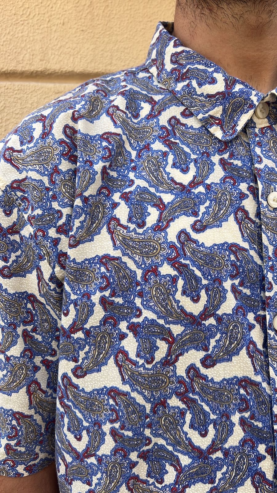 Blue & White Paisley Print Shirt_0