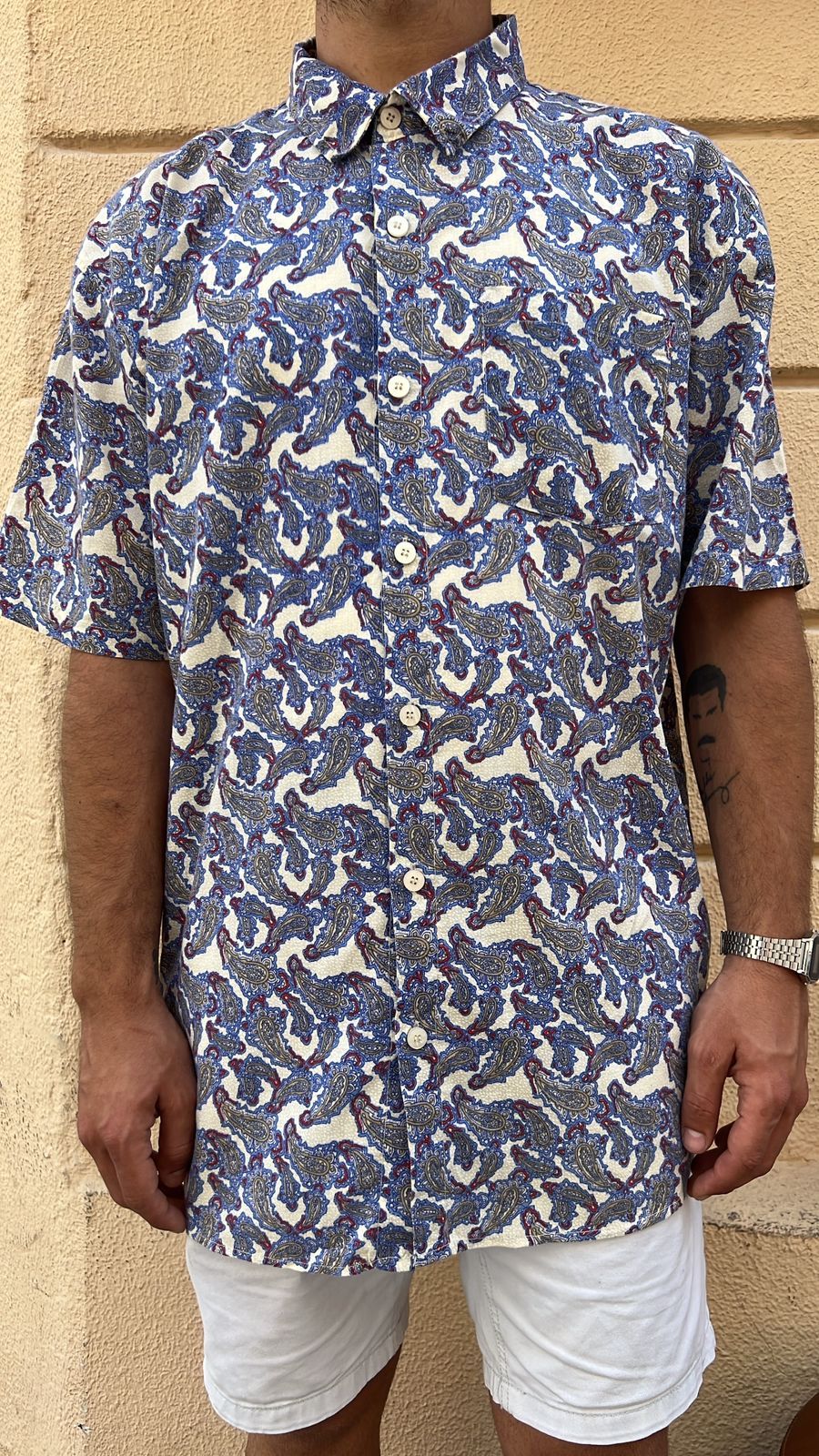 Blue & White Paisley Print Shirt_1
