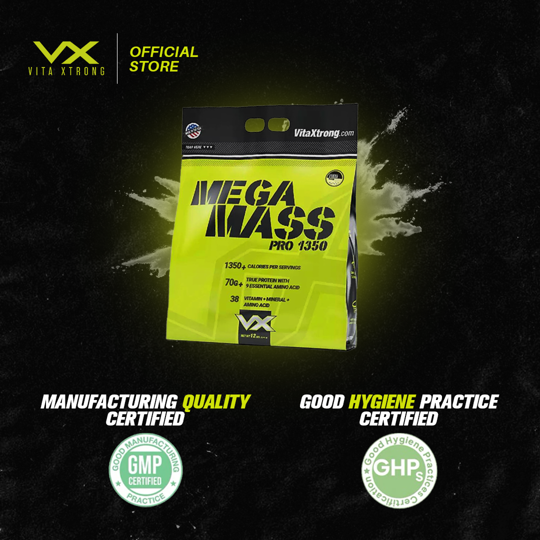 VITAXTRONG MEGA MASS PRO 1350 12lbs 5.4kg (Added 38 Vitamin & Minerals and Casein) (Copy)_2
