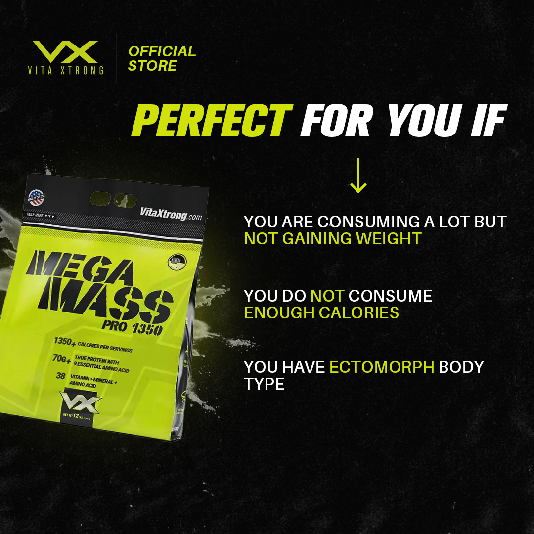 VITAXTRONG MEGA MASS PRO 1350 12lbs 5.4kg (Added 38 Vitamin & Minerals and Casein) (Copy)_3