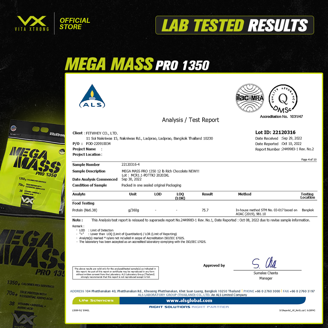 VITAXTRONG MEGA MASS PRO 1350 12lbs 5.4kg (Added 38 Vitamin & Minerals and Casein) (Copy)_1