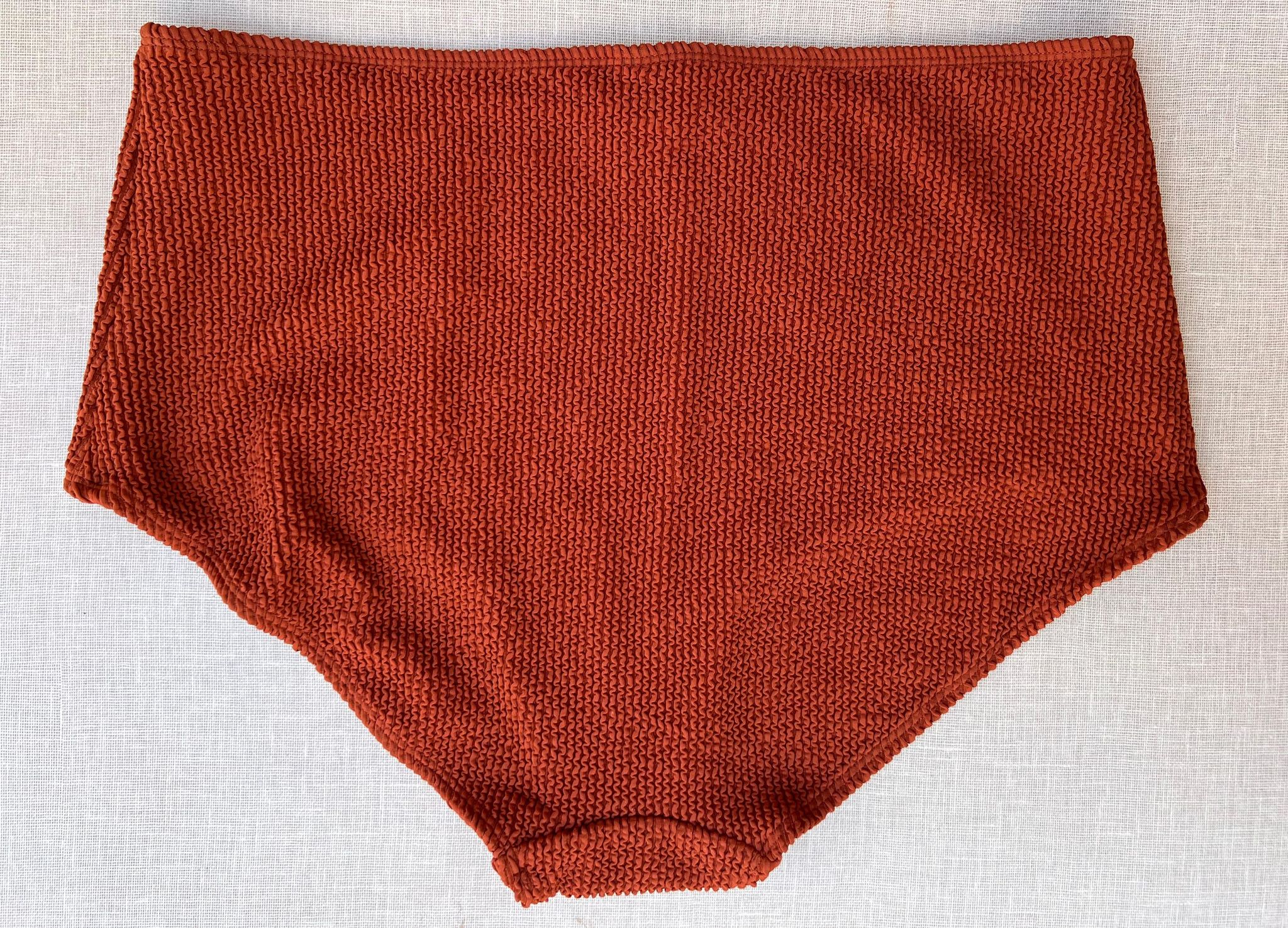 Burnt Orange High Waisted Textured Bikini Bottoms_1
