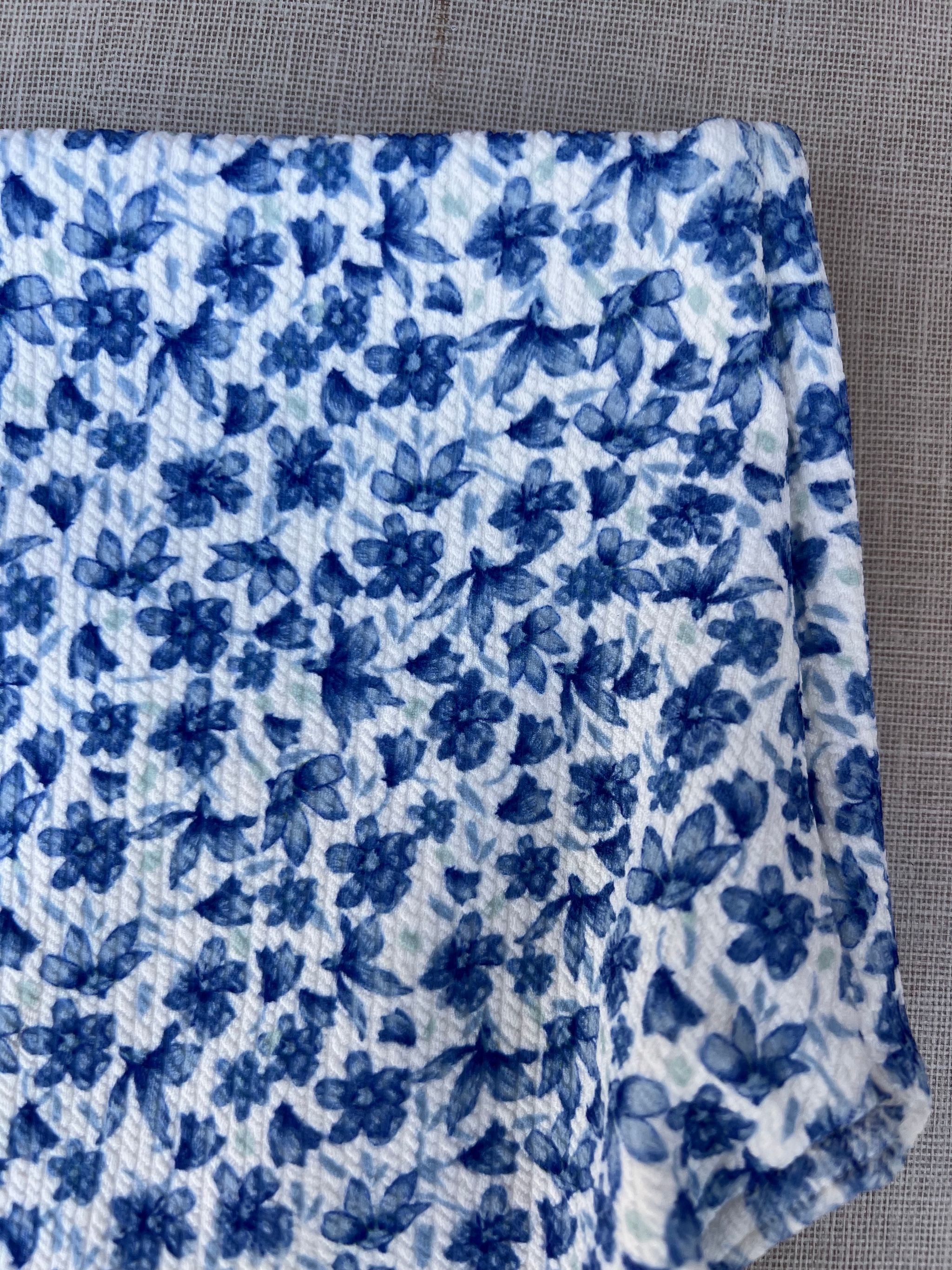 Blue and White Floral High-Waisted Bikini Bottoms_2