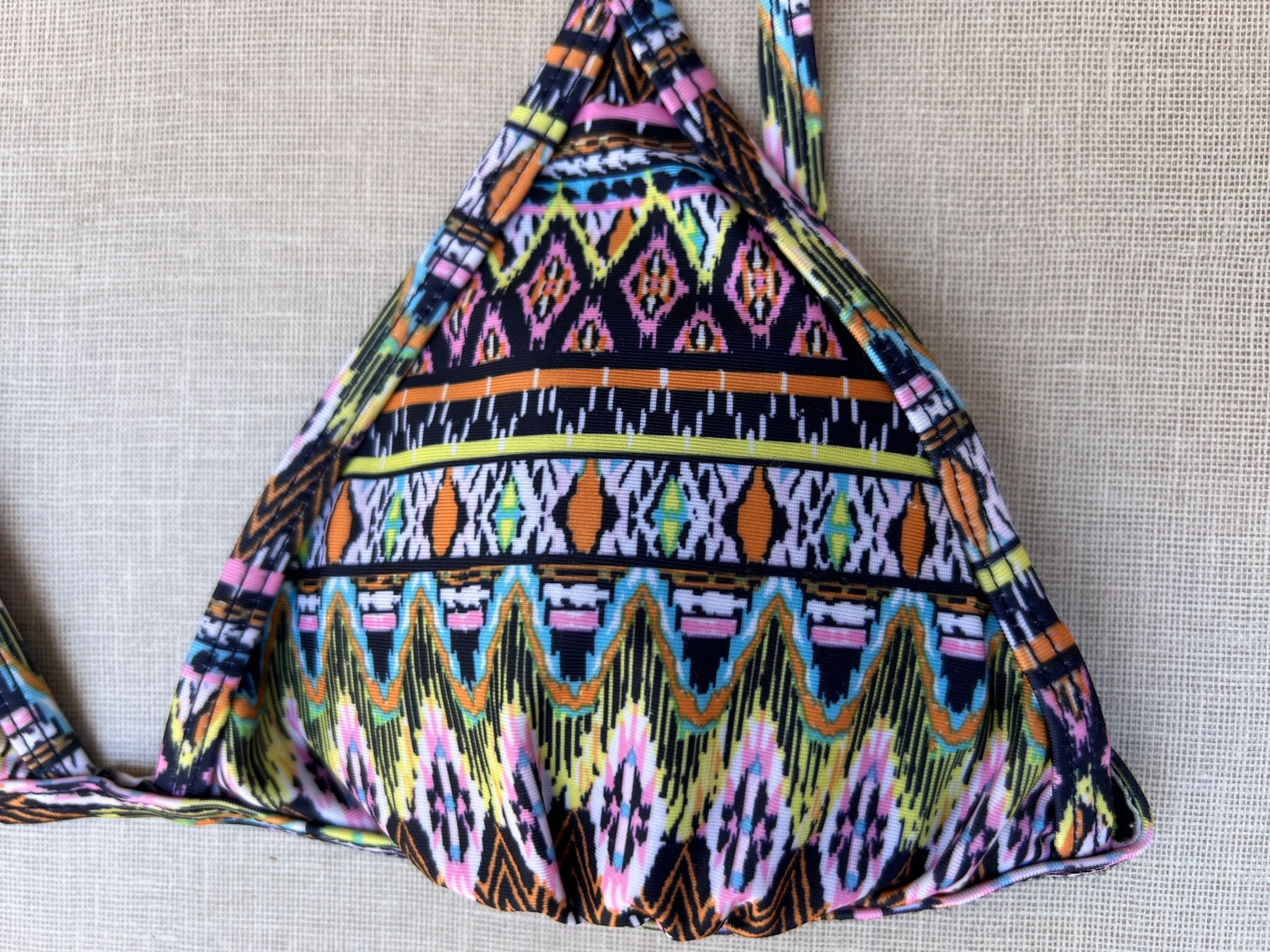 Vibrant Tribal Print Triangle Bikini Top_1