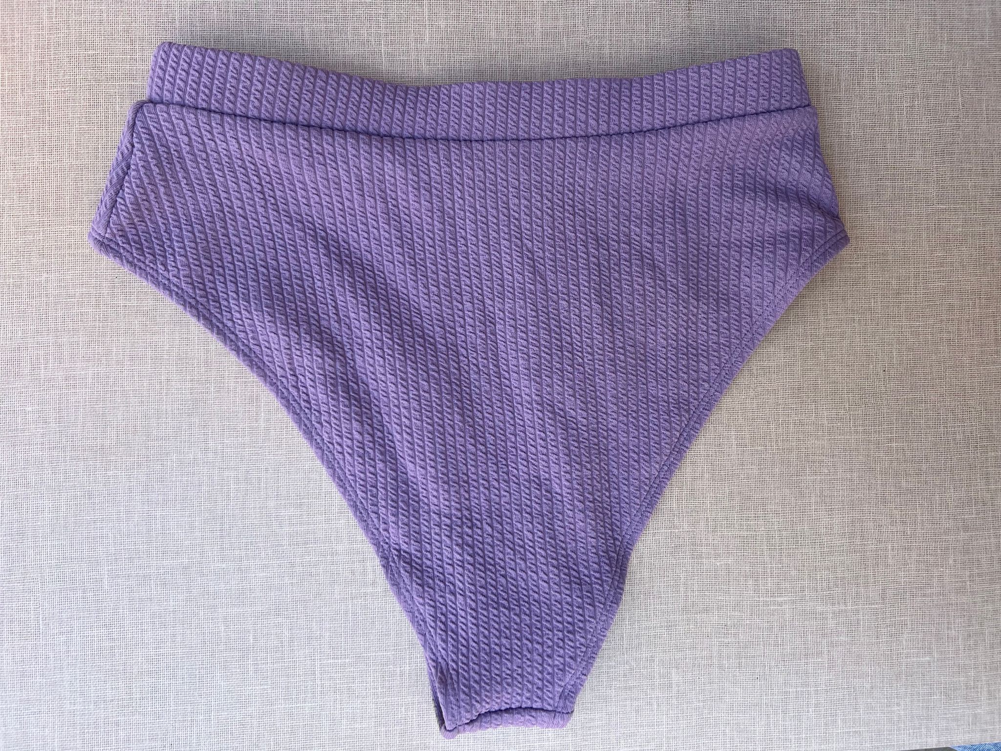 Purple High Waisted Textured Bikini Bottoms_2