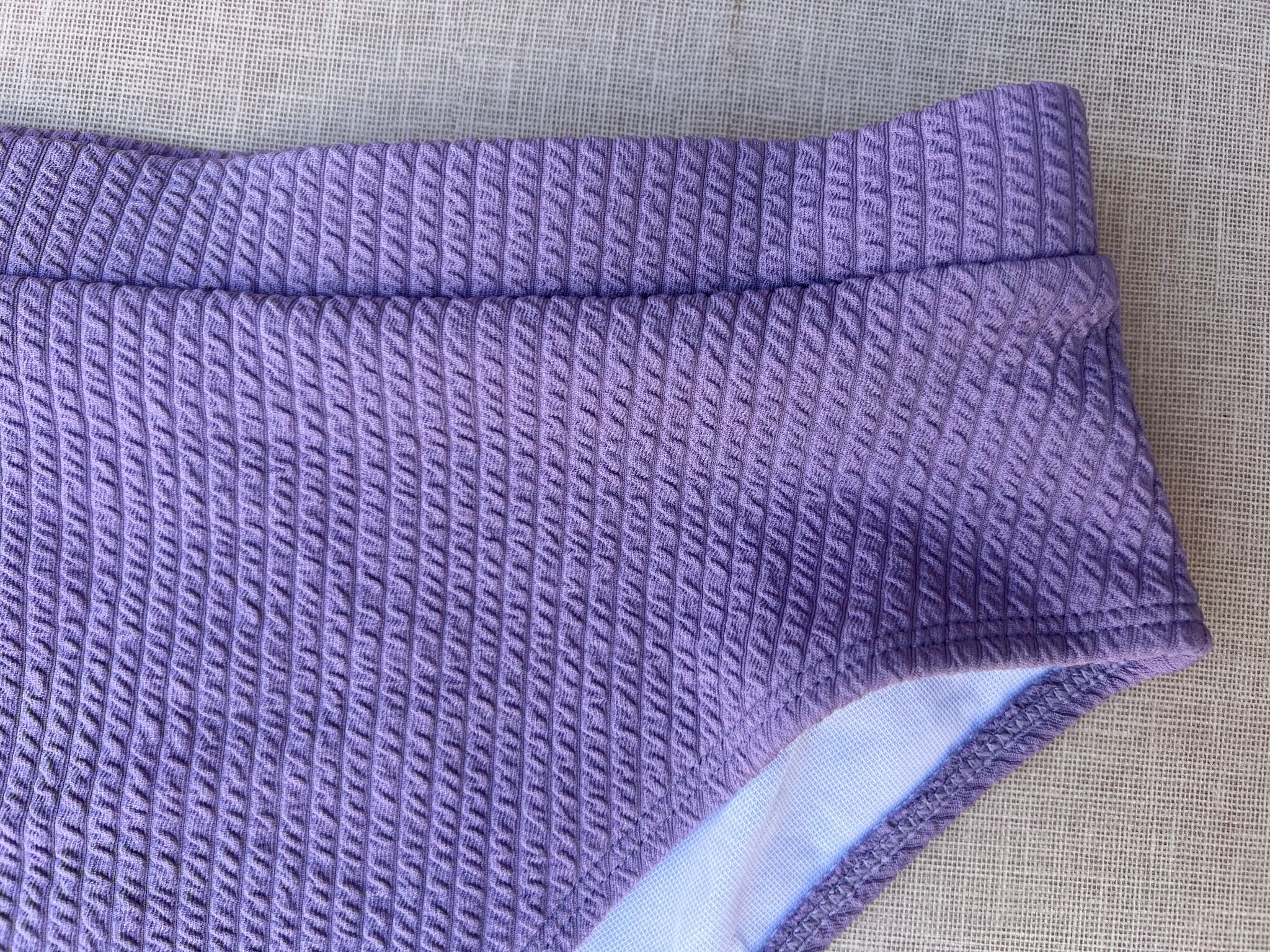 Purple High Waisted Textured Bikini Bottoms_1