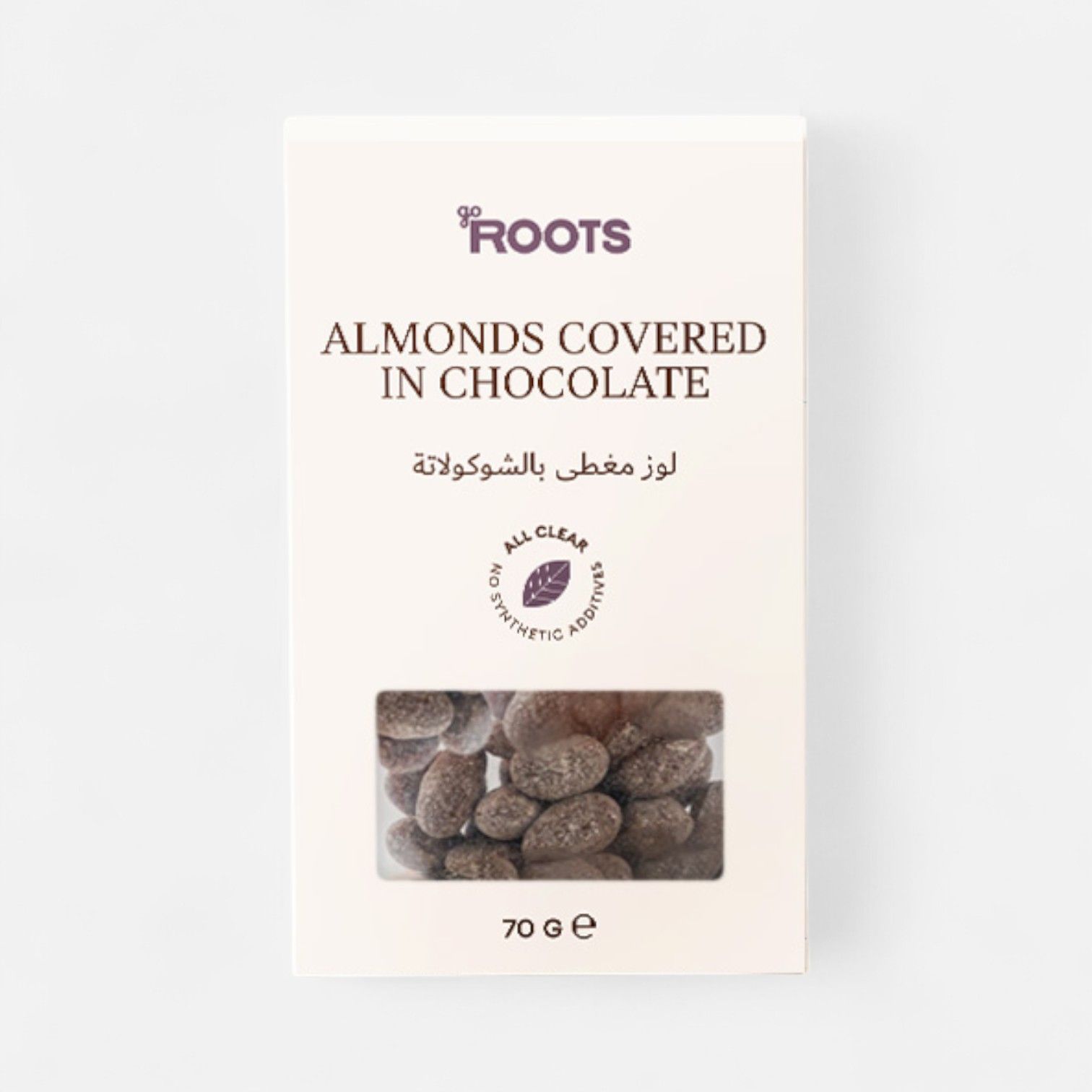 Roots Almonds Covered In Chocolate 70g_0