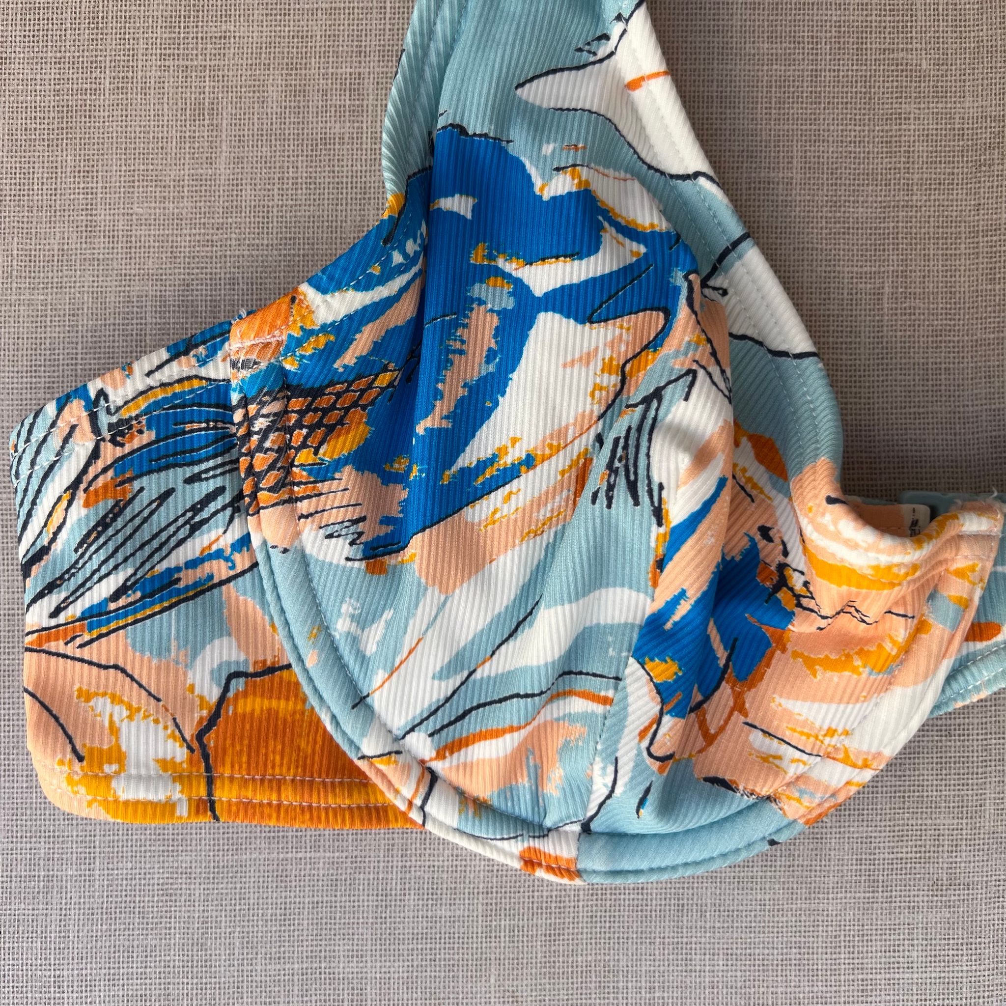 Ocean-Inspired Abstract Print Underwire Bikini Top_2