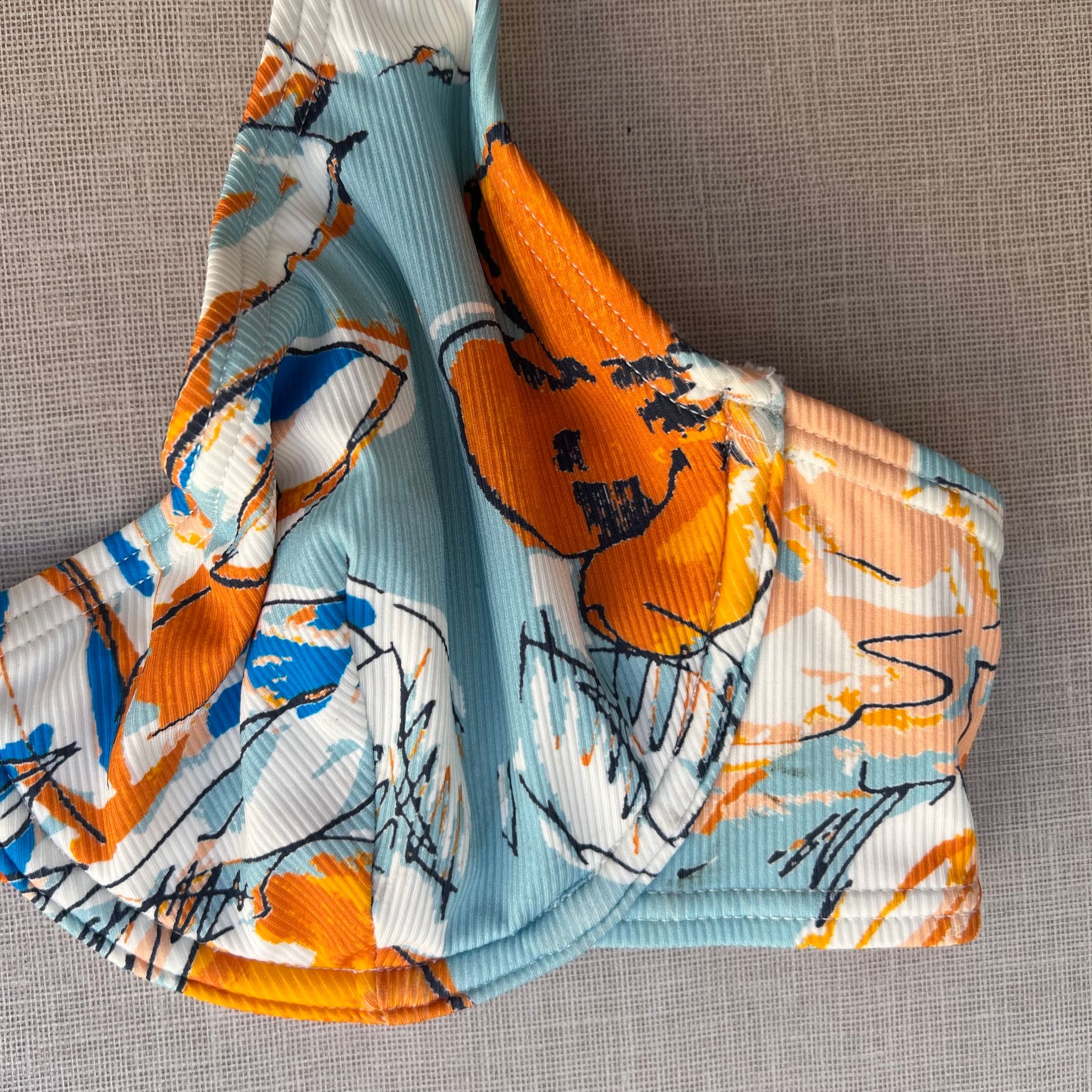 Ocean-Inspired Abstract Print Underwire Bikini Top_1