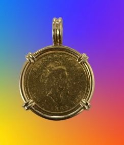 24K Gold Maple Leaf Coin in 14k yellow Gold Wrap Pendant_1