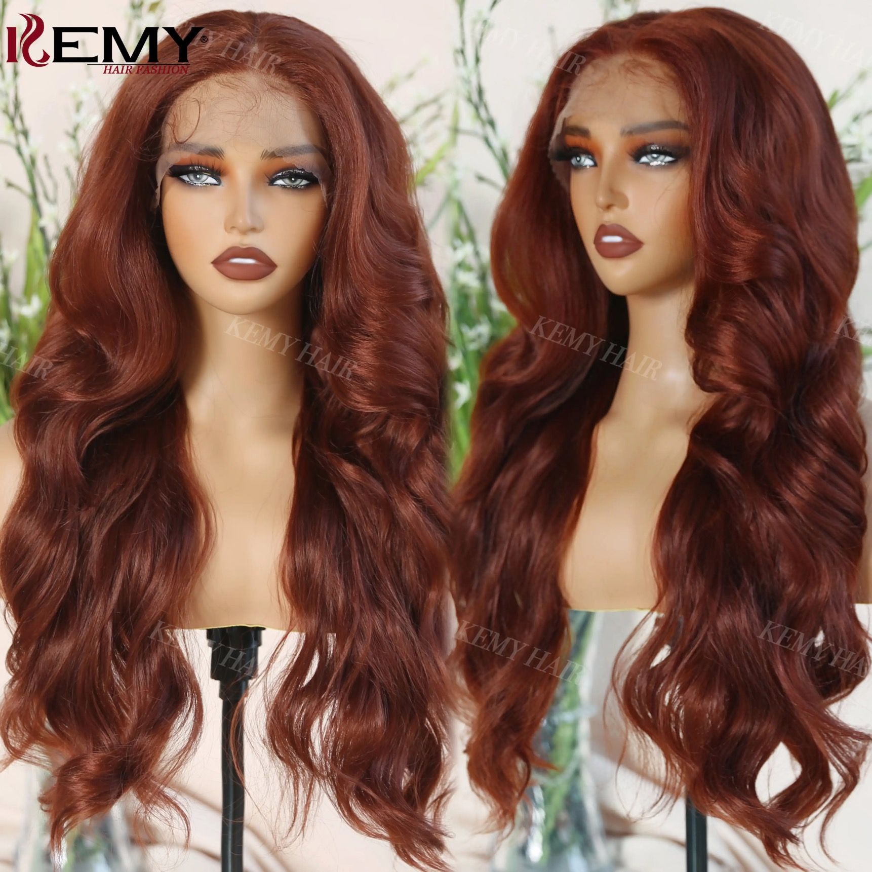 Reddish Brown Hair Lace Front Wigs Synthetic Wigs Body Wave High Quality Glueless Wigs for Black Women_3
