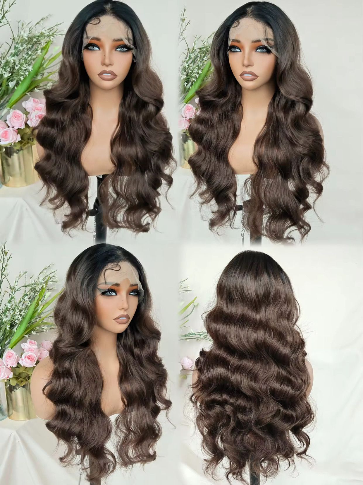 Reddish Brown Hair Lace Front Wigs Synthetic Wigs Body Wave High Quality Glueless Wigs for Black Women_1