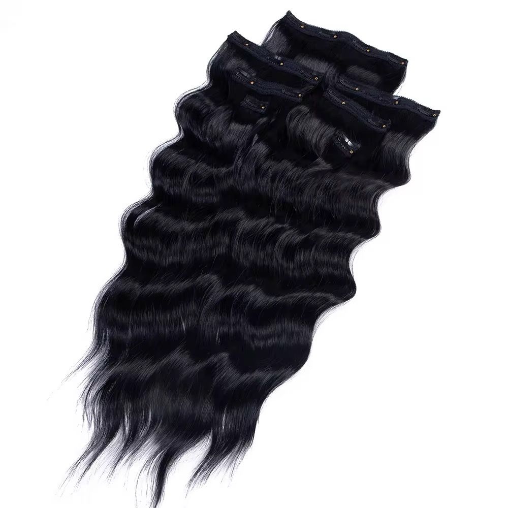 Long Straight Heat Resistant Double Drawn Synthetic Clip in Hairpieces With 7Pcs/Set 160grams Synthetic Hair Extension Clip in_3