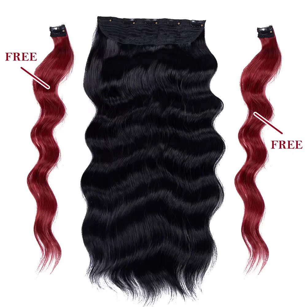 Long Straight Heat Resistant Double Drawn Synthetic Clip in Hairpieces With 7Pcs/Set 160grams Synthetic Hair Extension Clip in_1
