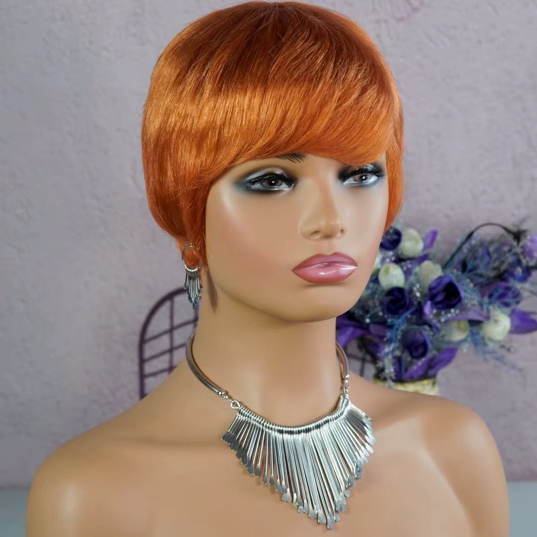 Pixie Cut Human Hair Wig Short Straight Golden Blonde Layered Full Machine Made Wig 100% Remy Human Hair for Black Women Natural_3