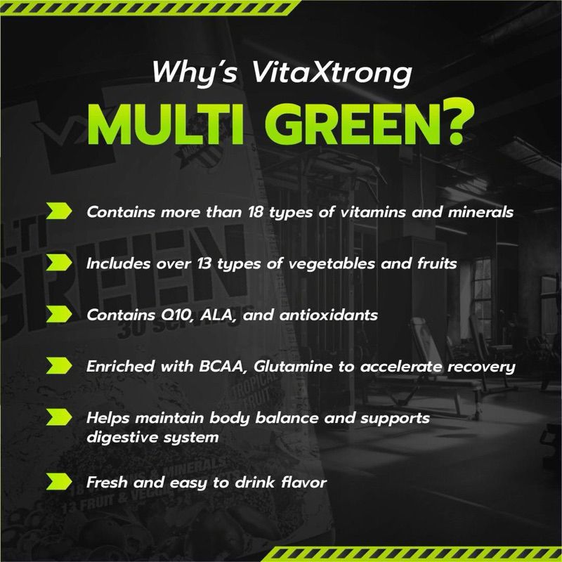 VITAXTRONG MULTI GREEN Multi Vitamins & Minerals + fruits & Veggie Extracts for athletes (30 servings)_1