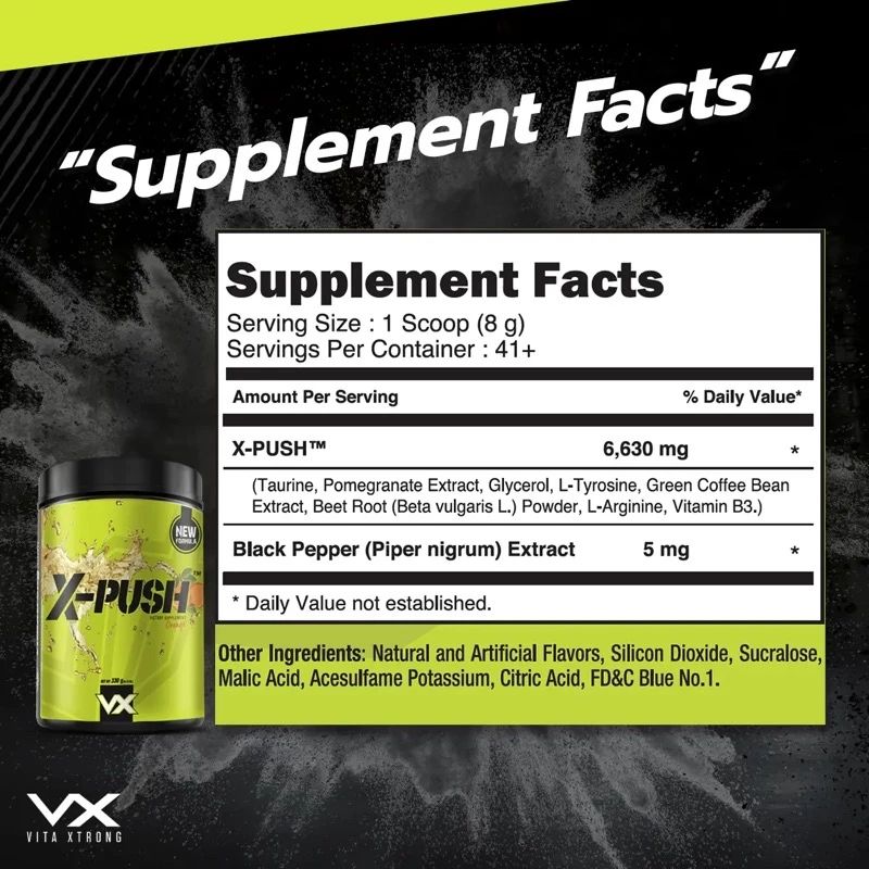Vitaxtrong X-Push Pre-Workout (330G) | Boost Energy, Fat Burn, Power, Focus [VX]_5