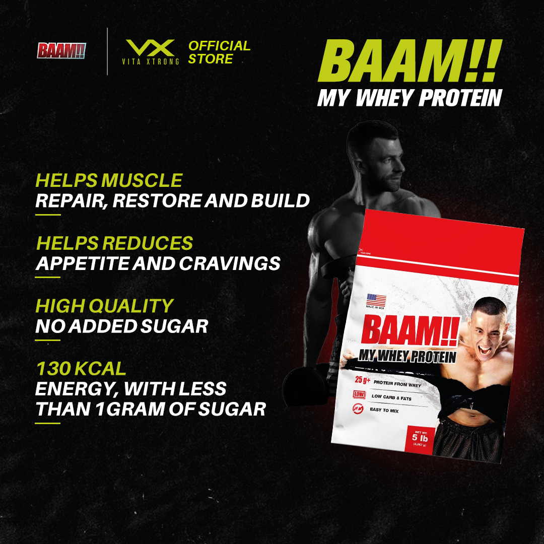 BAAM!! MY WHEY PROTEIN Powder (5lbs, 2.3kg) Muscle Gain, Very Delicious Taste_2