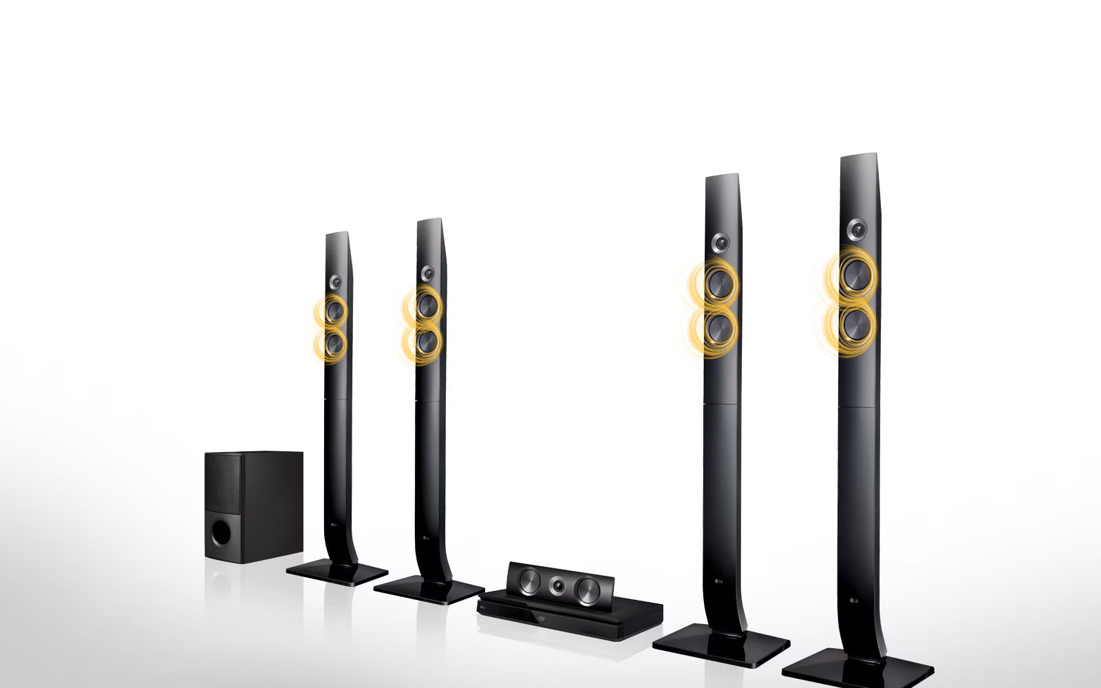 LG Home theater LHD71C, 5.1ch Surround system (4 Tallboy), 1,000W, Bluetooth, FM radio, Bass Subwoofer, DVD HTS_1