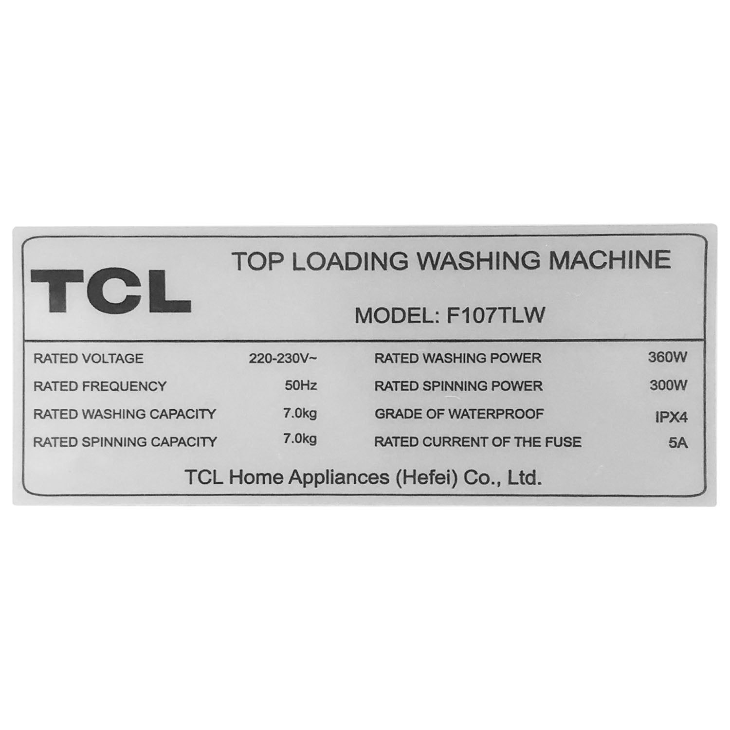 TCL WASHING MACHINE TOP LOAD 7KG _6