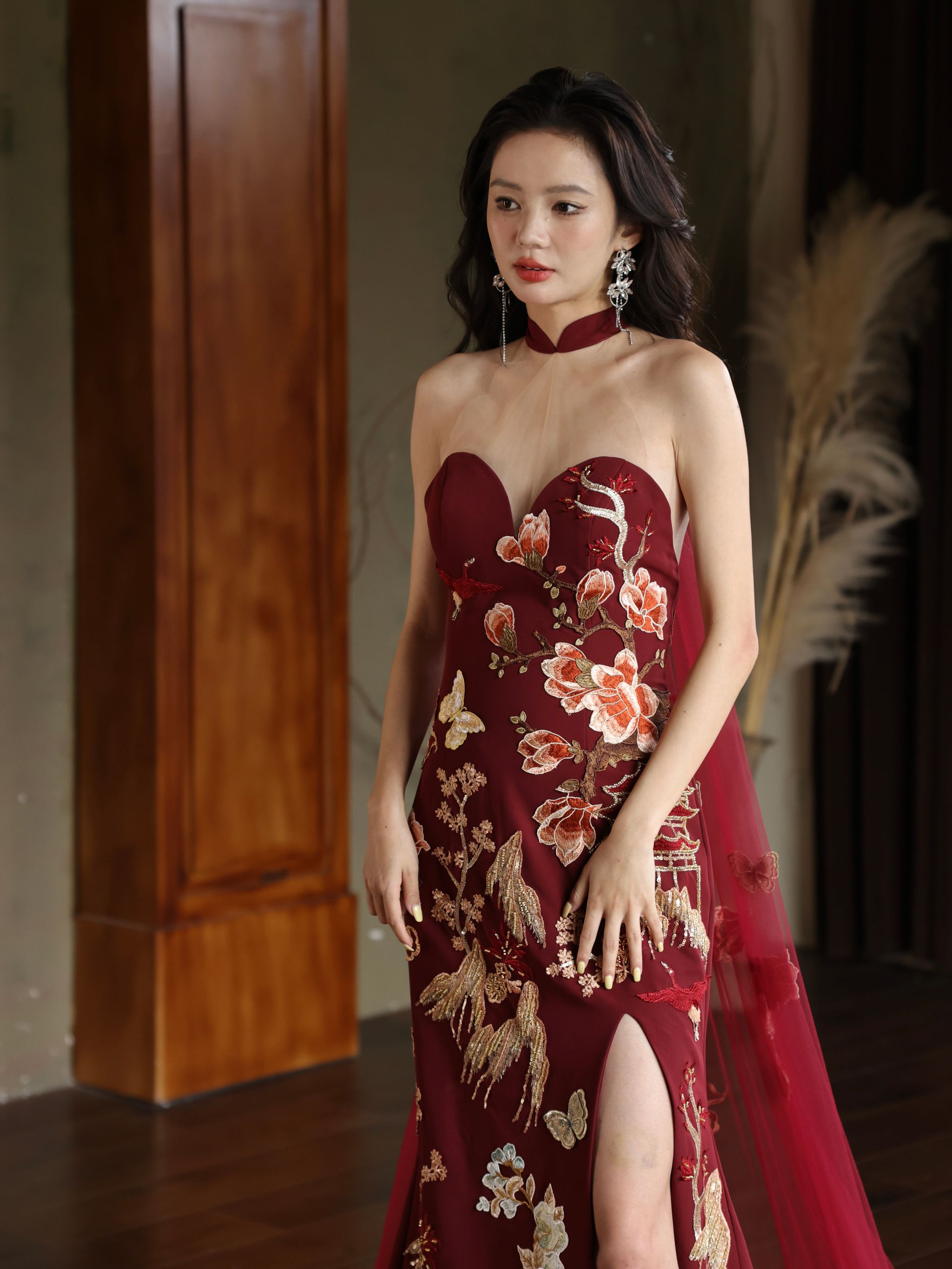 Folklore Cheongsam in Burgundy _4
