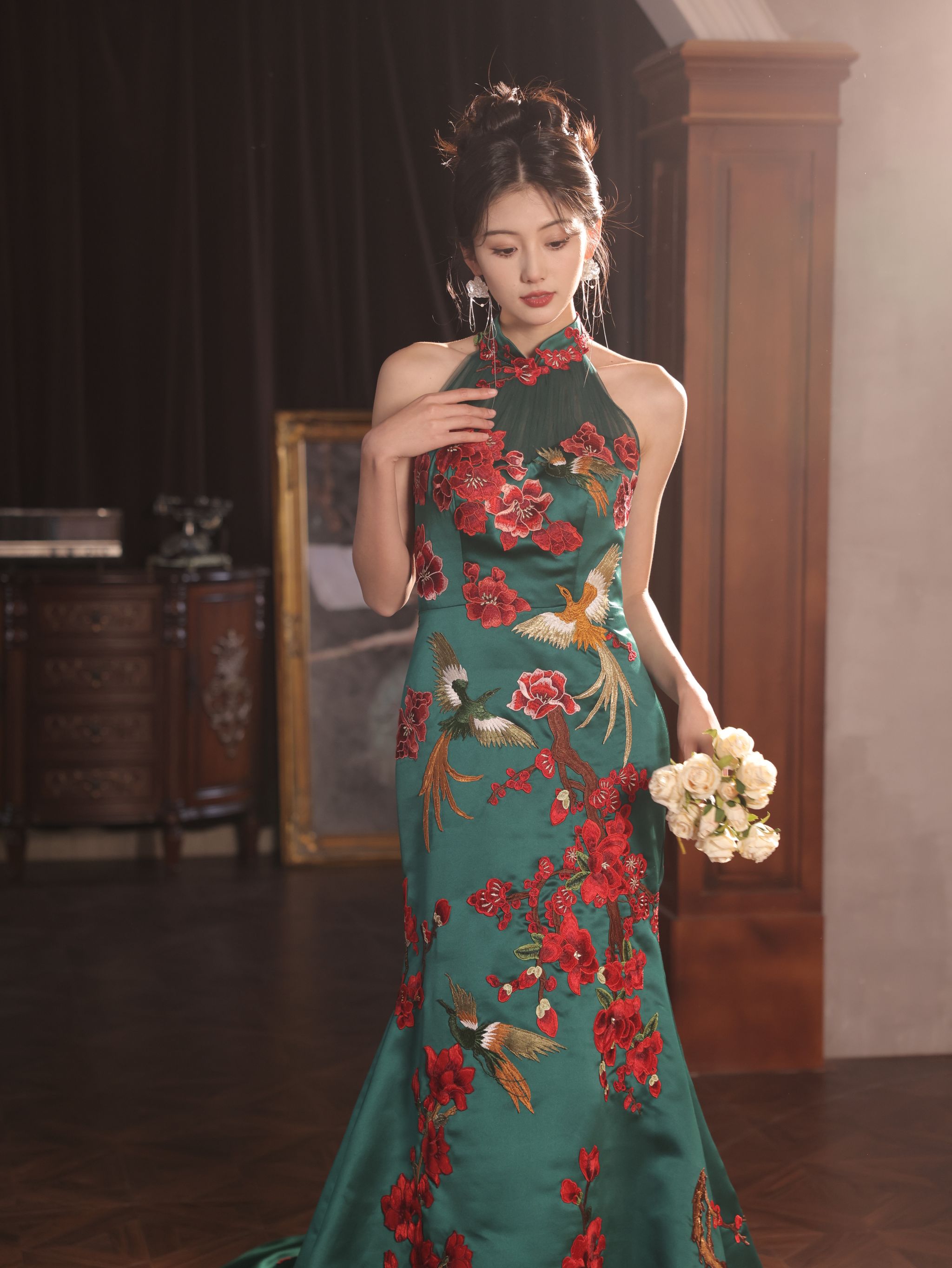 Folklore Cheongsam in Emerald _0