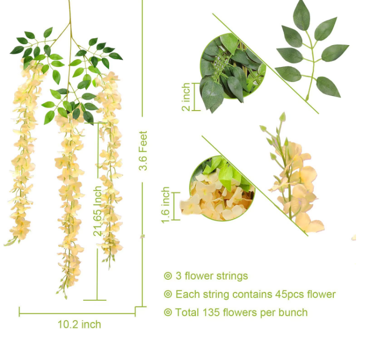 Wisteria Artificial Silk Flowers Hanging _1