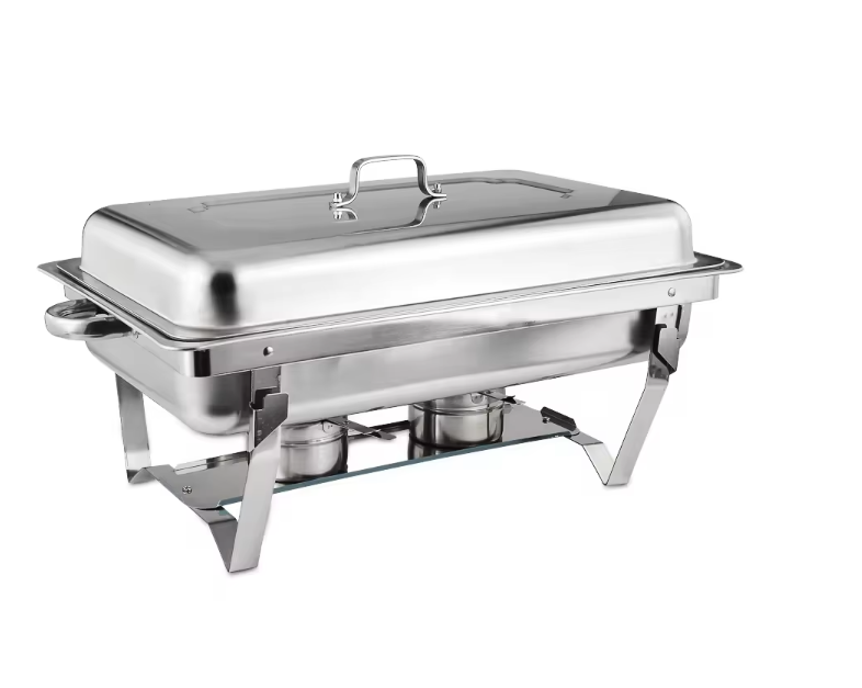 Silver Rectangular Catering Chafer Warmer Set with Tray Pan Lid_2