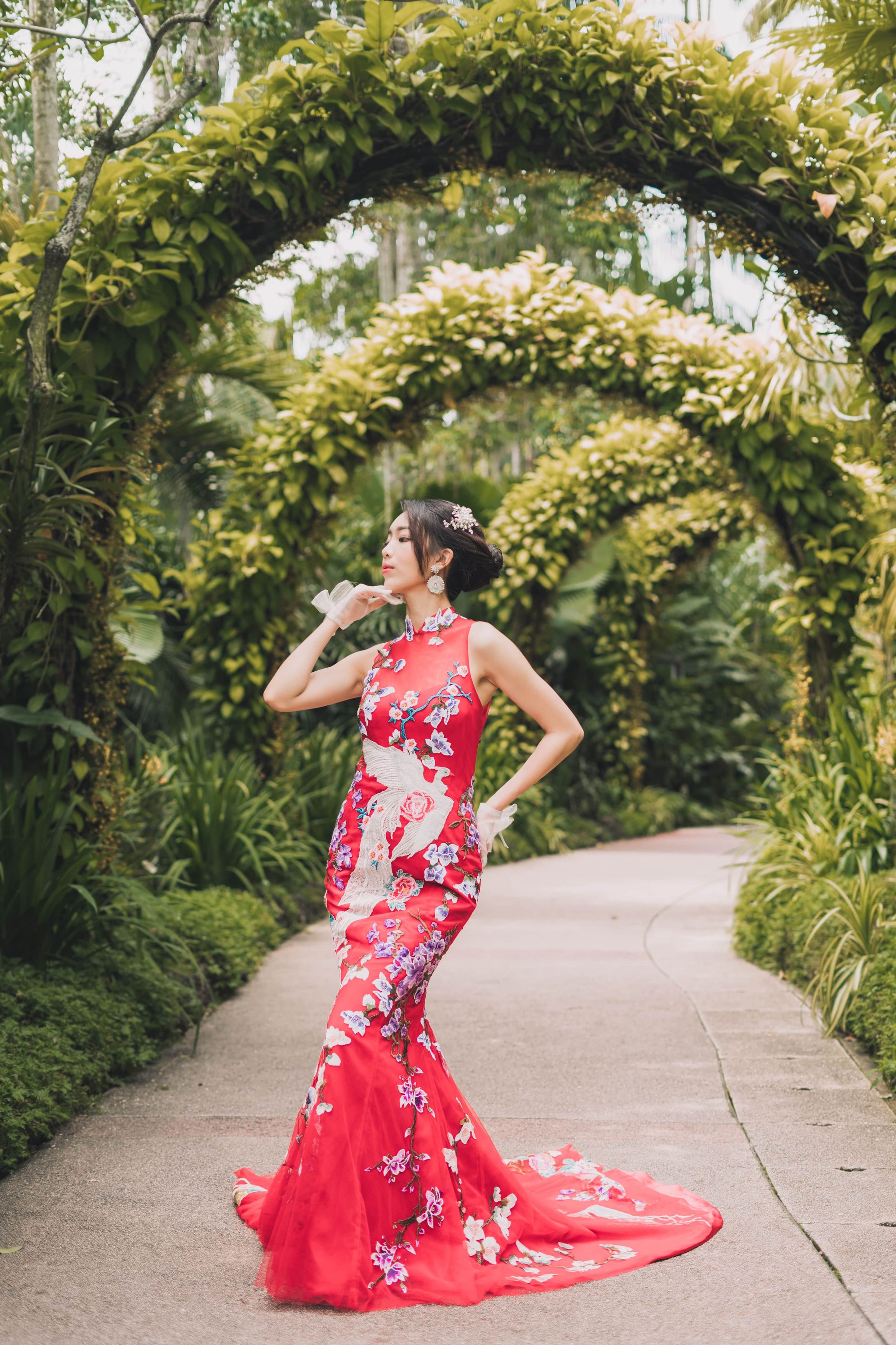 Folklore Cheongsam in Red with Phoenix _0