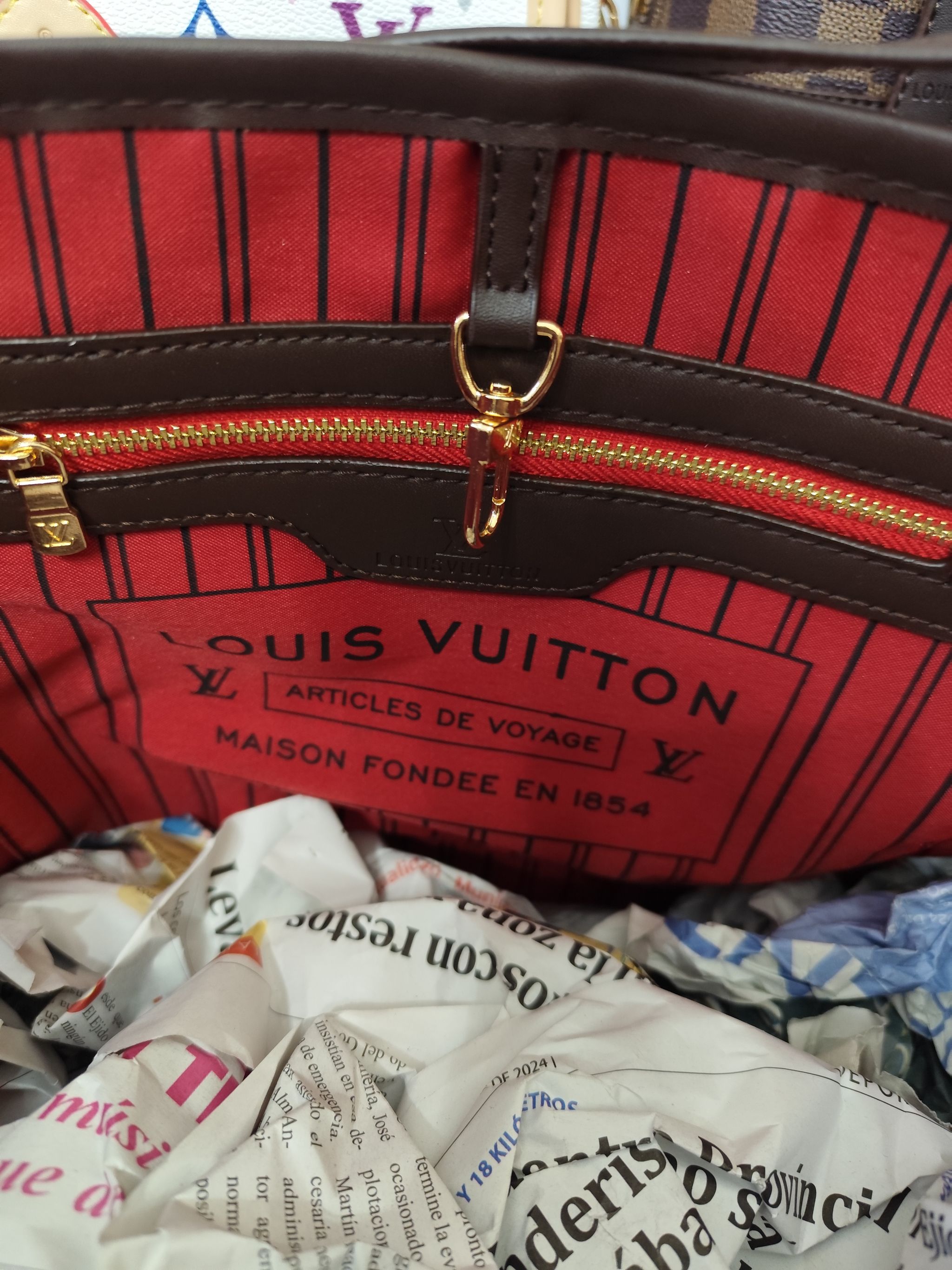 Bolsos LV ,neverfull cuadritos marrón _2