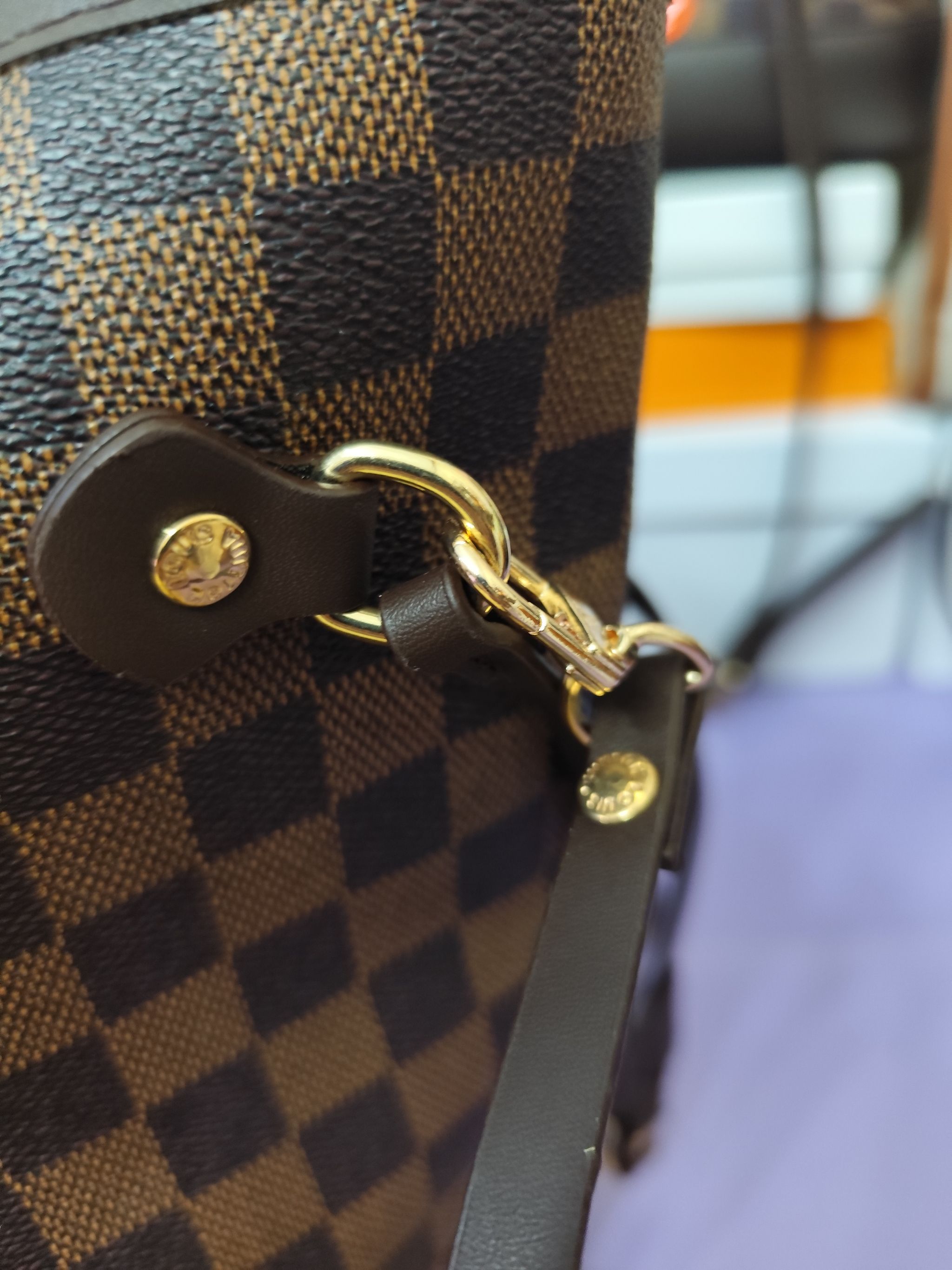 Bolsos LV ,neverfull cuadritos marrón _1
