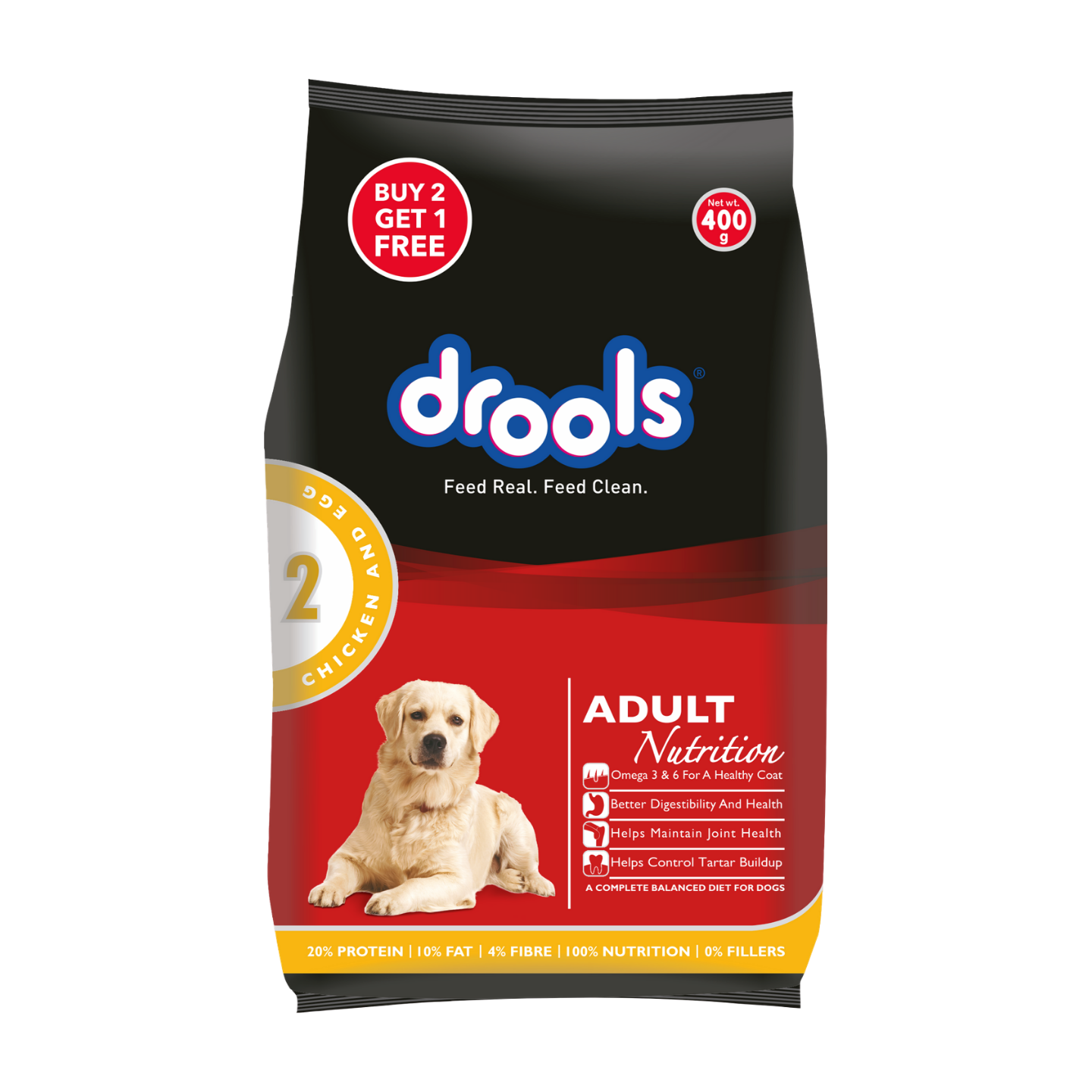 Drools Adult Dog Dry Food Chicken and Egg 400g_0