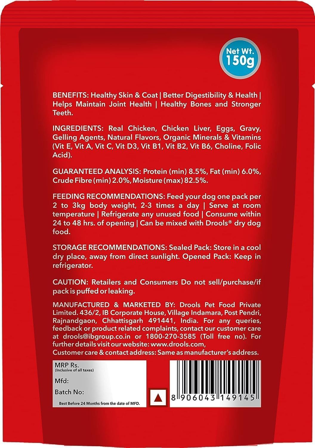 Drools Adult Dogs Chicken Chunks Gravy 150g *15Pcs_3