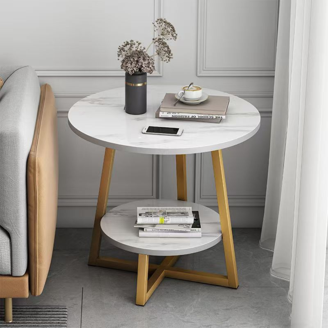 MARBLE GOLD TABLE SERIES - ROUND 50CM _1