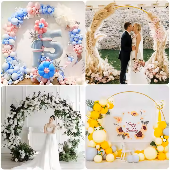 Metal Circle Balloon Artificial Flower Arch _2