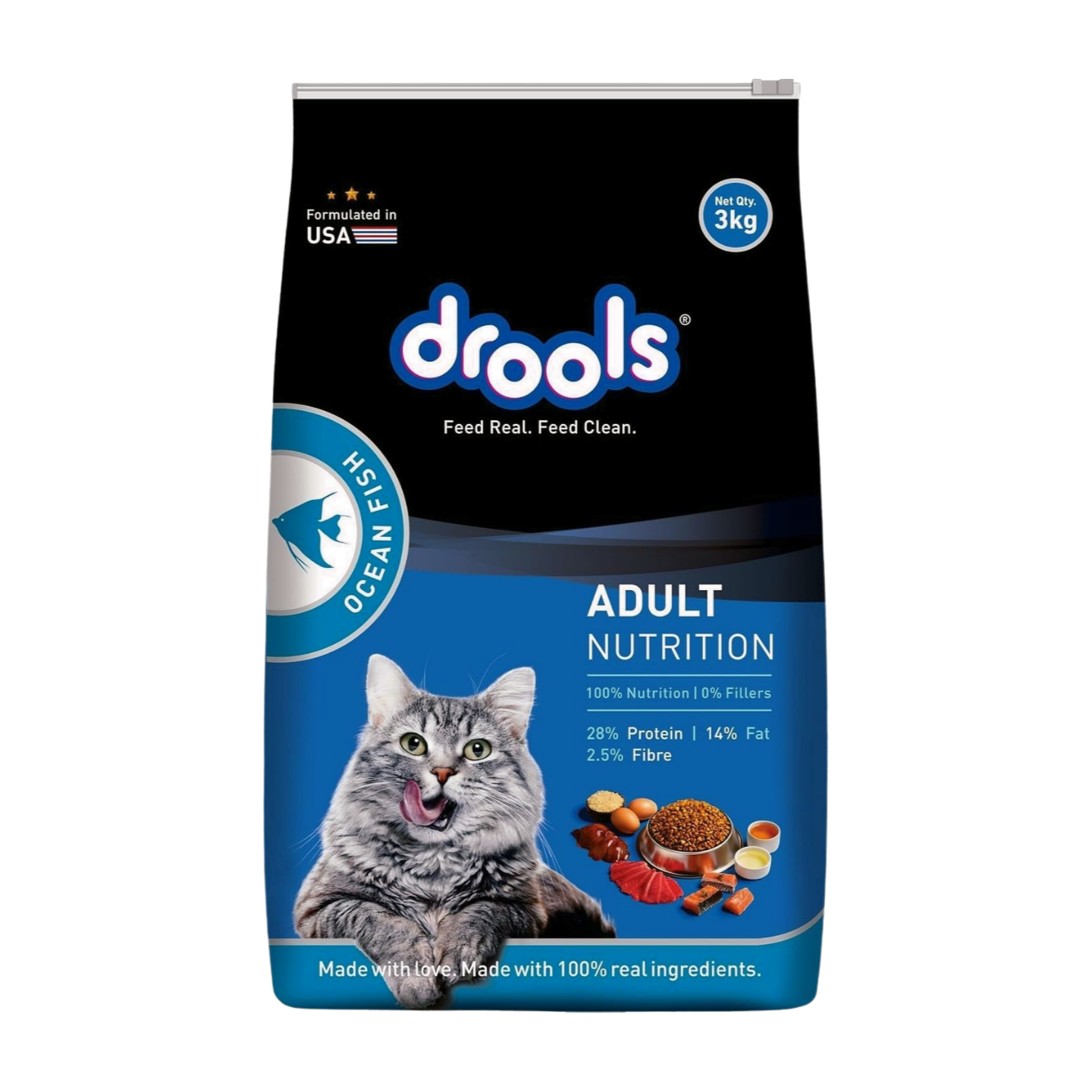 Drools AdultCat Dry Food Ocean Fish 3kg_0