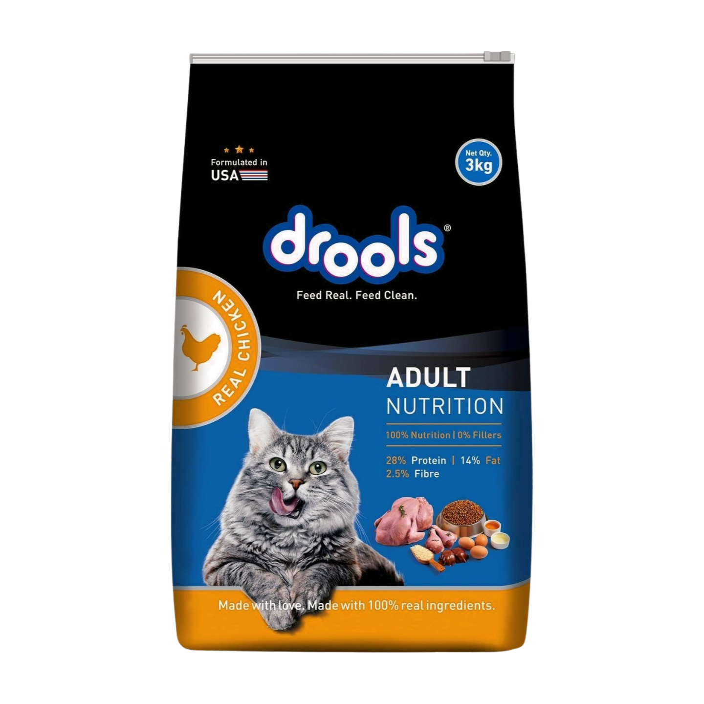 Drools AdultCat Dry Food  Real Chicken 3kg_0