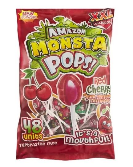 Amazon Monsta Pops Lollipops Cherry (48's)_0