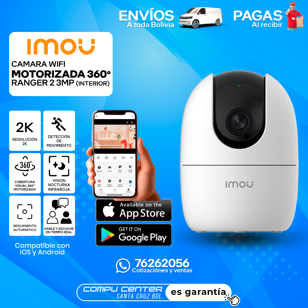 IMOU RANGER 2 / 3MP 2K RESOLUCION / MOTORIZADA 360 / WIFI / INTERIOR_0