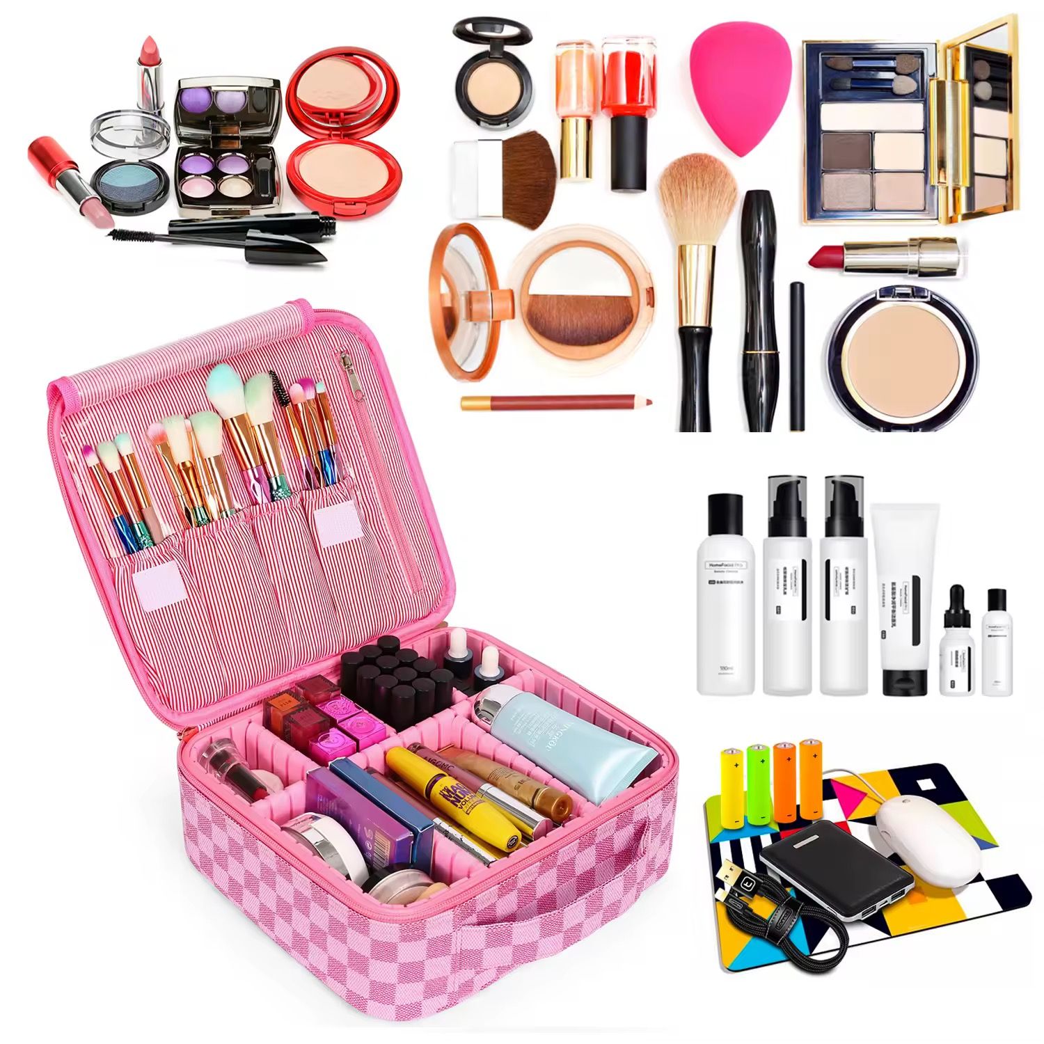 Accept Custom Logo Large Capacity Beauty Pu Cute Makeup Case Makeup Bag Travel Case Cosmetic Bag for Women_0