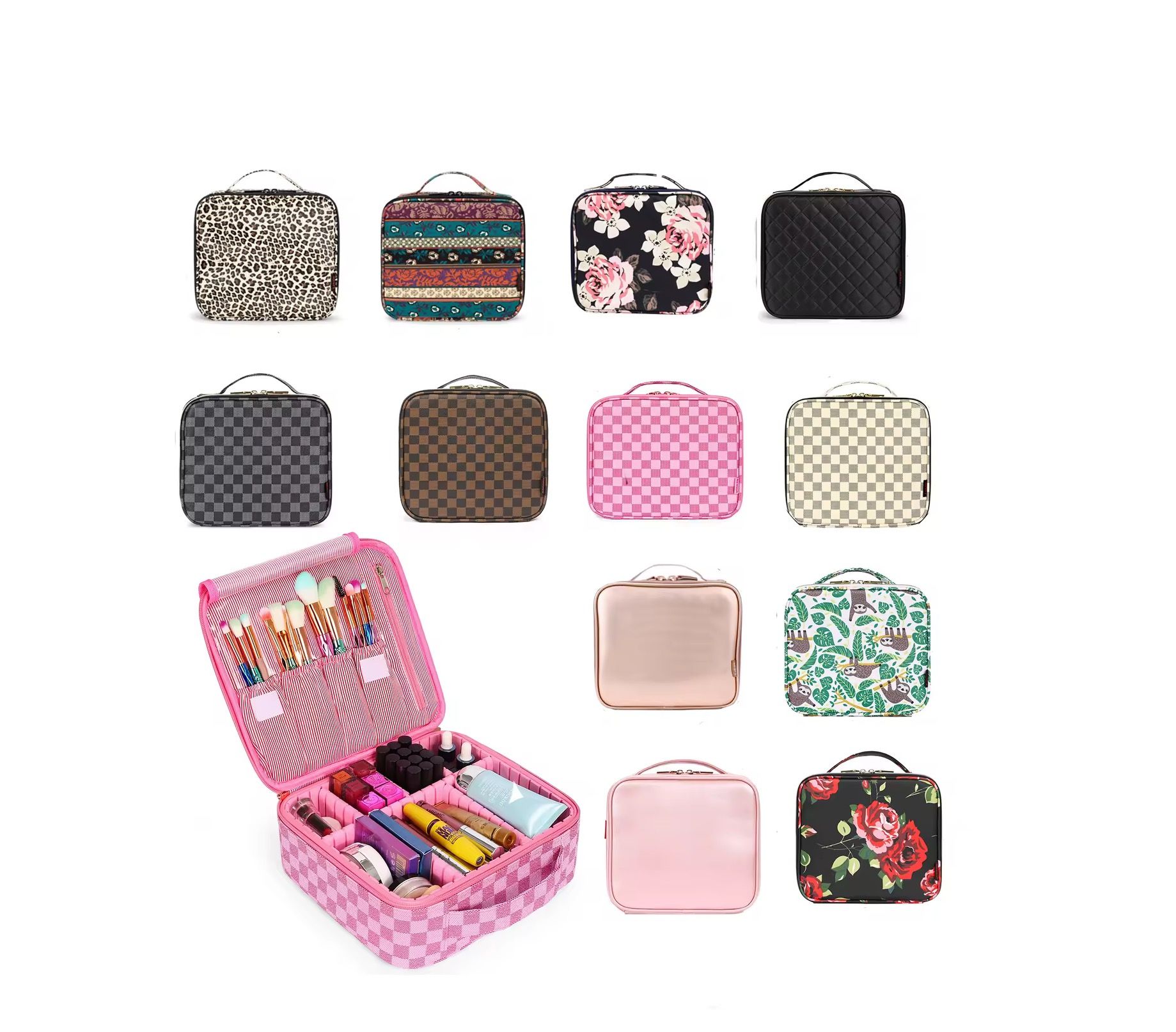Accept Custom Logo Large Capacity Beauty Pu Cute Makeup Case Makeup Bag Travel Case Cosmetic Bag for Women_1