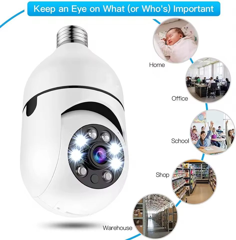 Smart Home Security System Wireless Lights 360 Degree Night Vision Surveillance Remote View CCTV Security WIFI Light Bullb Camera _3